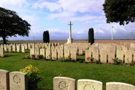 CIMG8483 Sep 6 2017 Ligny St Flochel British cemetery where Desroches is buried farmers field in background
