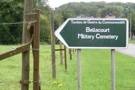 CIMG8501 Sep 6 2017 Sign for Bellacourt Military Cemetery