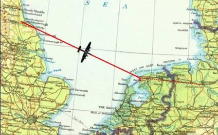 map of route taken by Halifax L9561