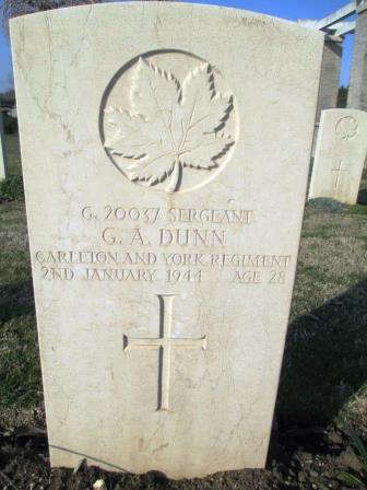 grave stone Sgt. G.A. Dunn (find a grave)