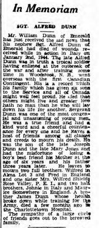Obituary G.A. Dunn, Charlottetown Guardian 03 february 1944 page 5