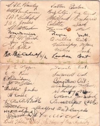 1942 Xmas menu signed back - Cropped