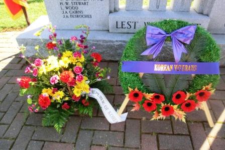 CIMG5330 Sep 21 2021 Flowers and wreath by Cenotaph Korean vets luncheon