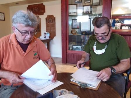 20210923_153745 Sep 23 2021 Pieter &amp; Mario go over lists of veterans buried in cemetery