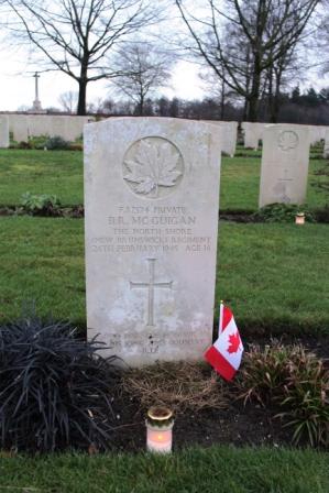 B R Mc Guigan with candle and corrected gravestone