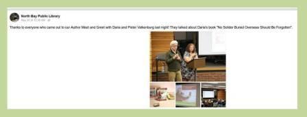 Post Author Talk North Bay Library Facebook Entry