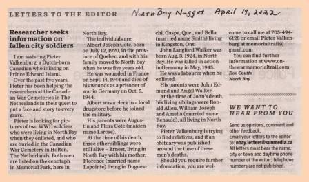 Apr 19 2022 Letter to Editor North Bay Nugget