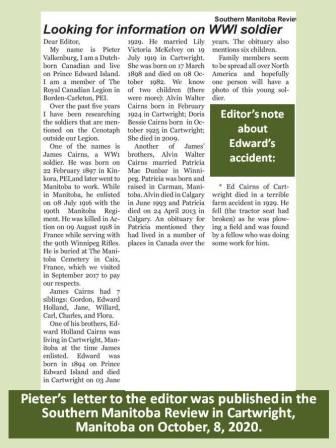 Letter to the editor re James Cairns