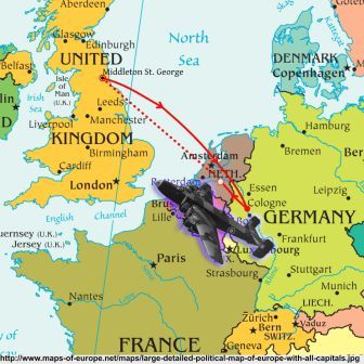 Middleton St George to Colognemap from Wendy