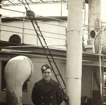 Harold Bulger aboard a ship likely in 1943 from NFLD