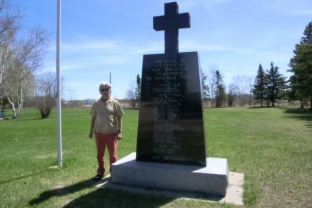 CIMG6783 May 9 2024 Pieter at Sagkeeng War Memorial re P Laforte